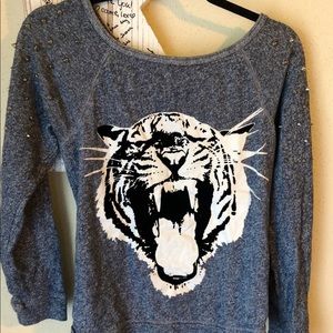 Express tiger studded sweater